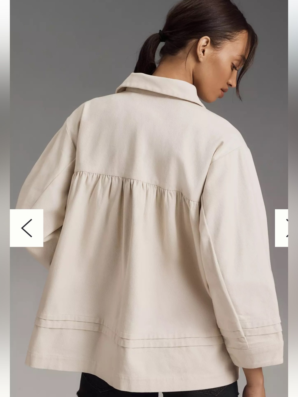 Anthropologie Maeve Collared Swing Jacket
Smocked Chore Coat Ivory Size Large - Picture 3 of 10